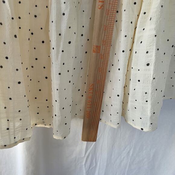 BLU PEPPER Women's Size M Babydoll Mini Dress Tiered Cream Black Polka Dot New - Picture 10 of 10
